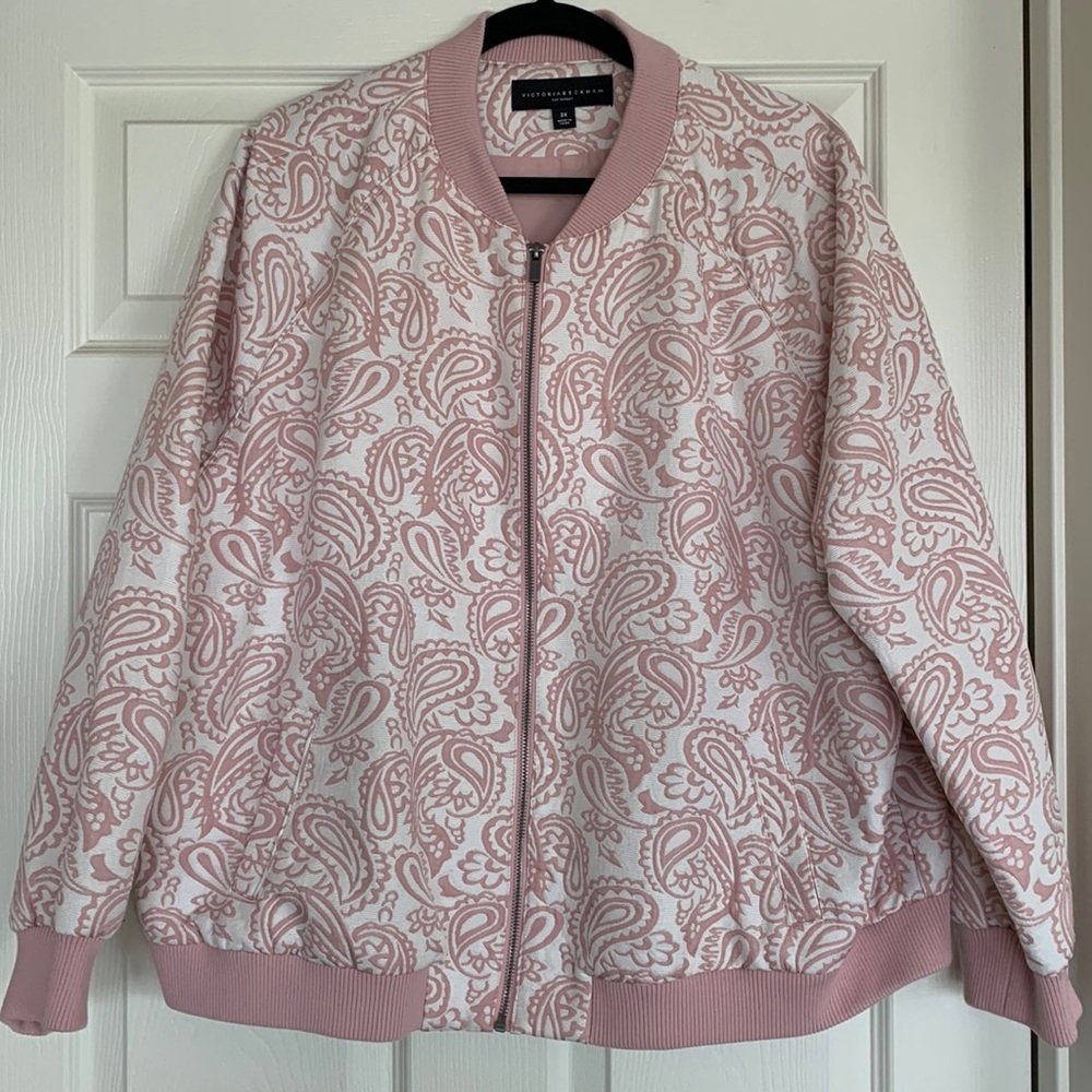 Victoria Beckham Bomber Jacket, Pink & White , 2X, Never Worn